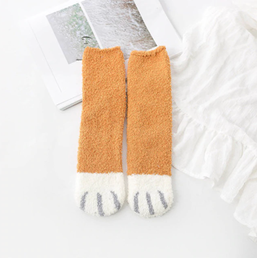 Velvety Paw Socks (One-Size) COTTON