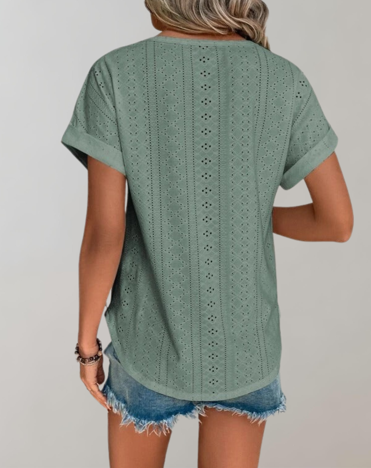 Lara | Casual Summer Blouse with Eyelet Embroidery | Elegant Top with Eyelet Embroidery