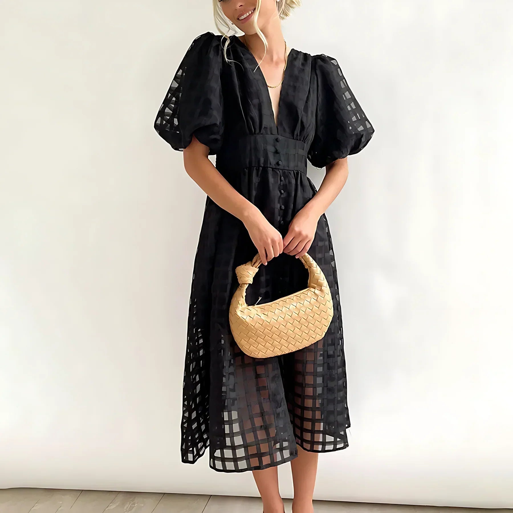 JORINA I STYLISH DRESS WITH V-NECK