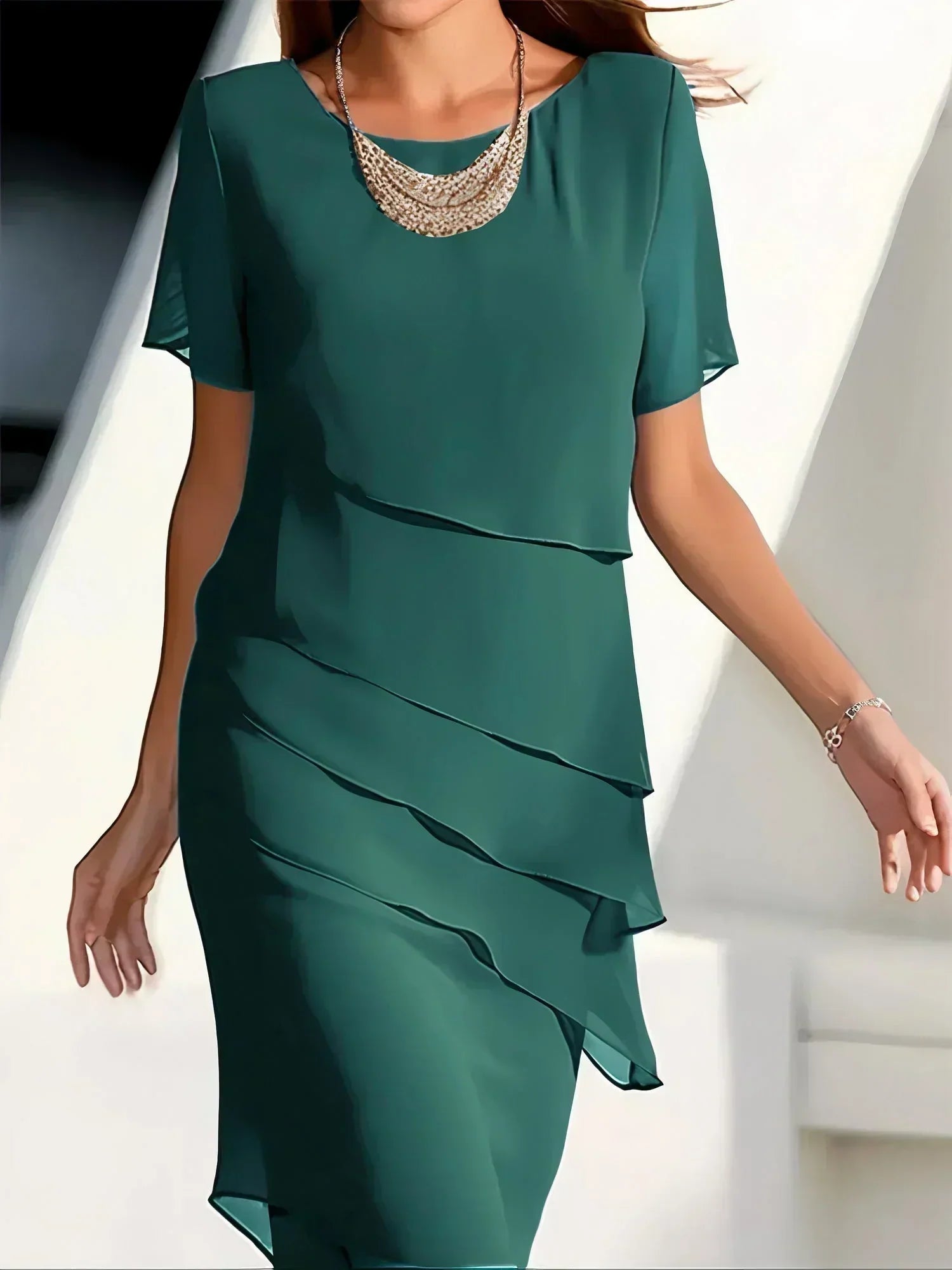 Monika - Midi Dress with Short Sleeves