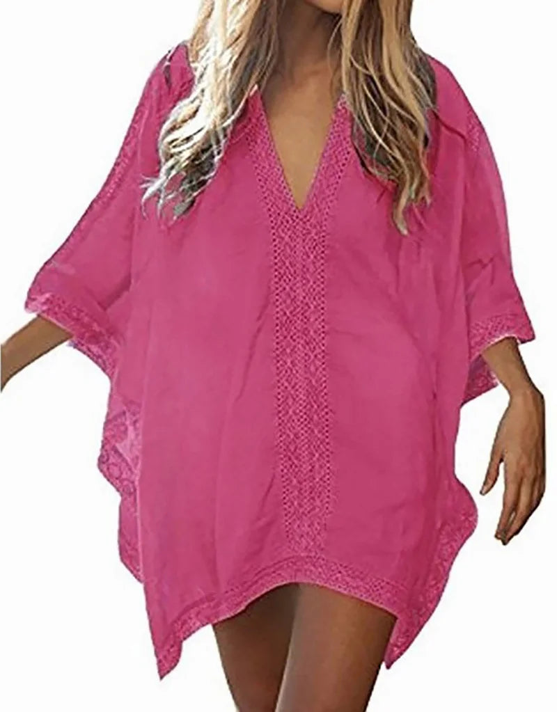 Zayna - Bag Swimsuit Cover Up Hollowed-Out T-Shirt