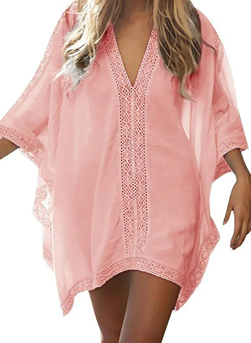 Zayna - Bag Swimsuit Cover Up Hollowed-Out T-Shirt