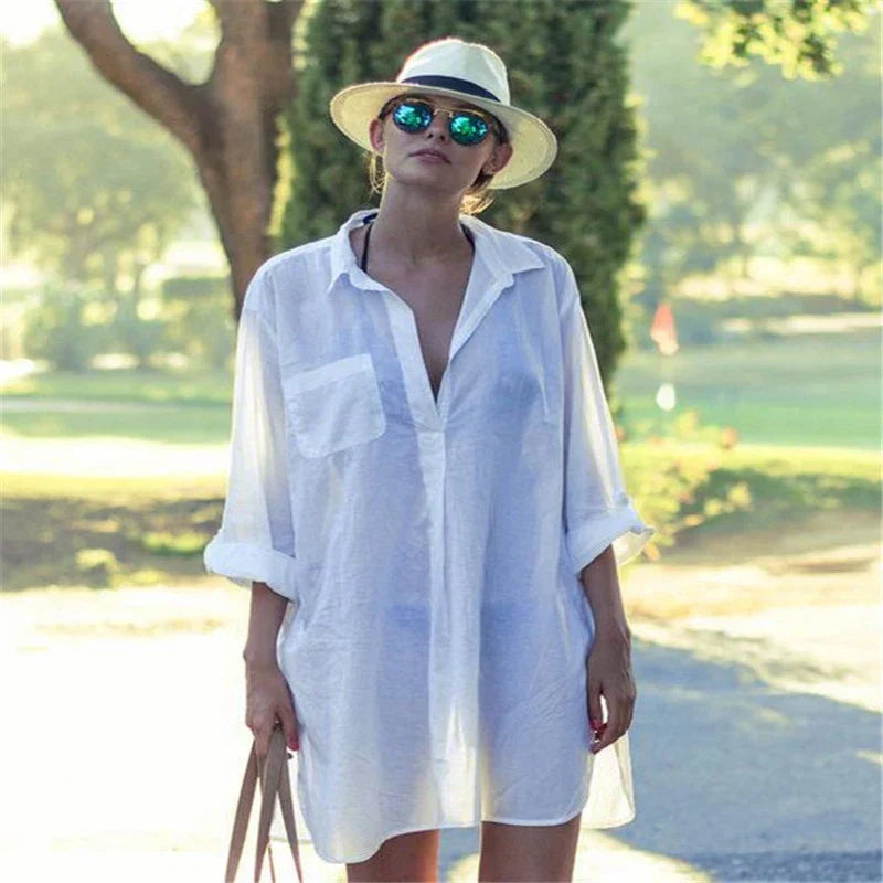 Zayna - Bag Swimsuit Cover Up Hollowed-Out T-Shirt