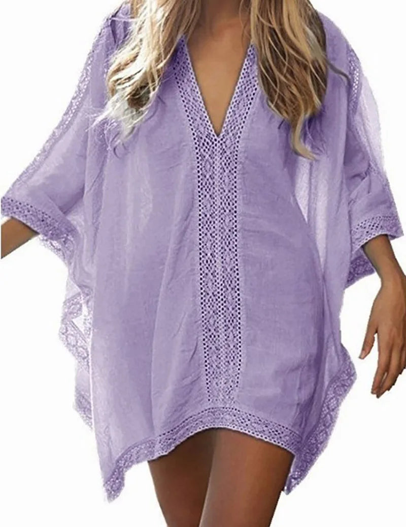 Zayna - Bag Swimsuit Cover Up Hollowed-Out T-Shirt