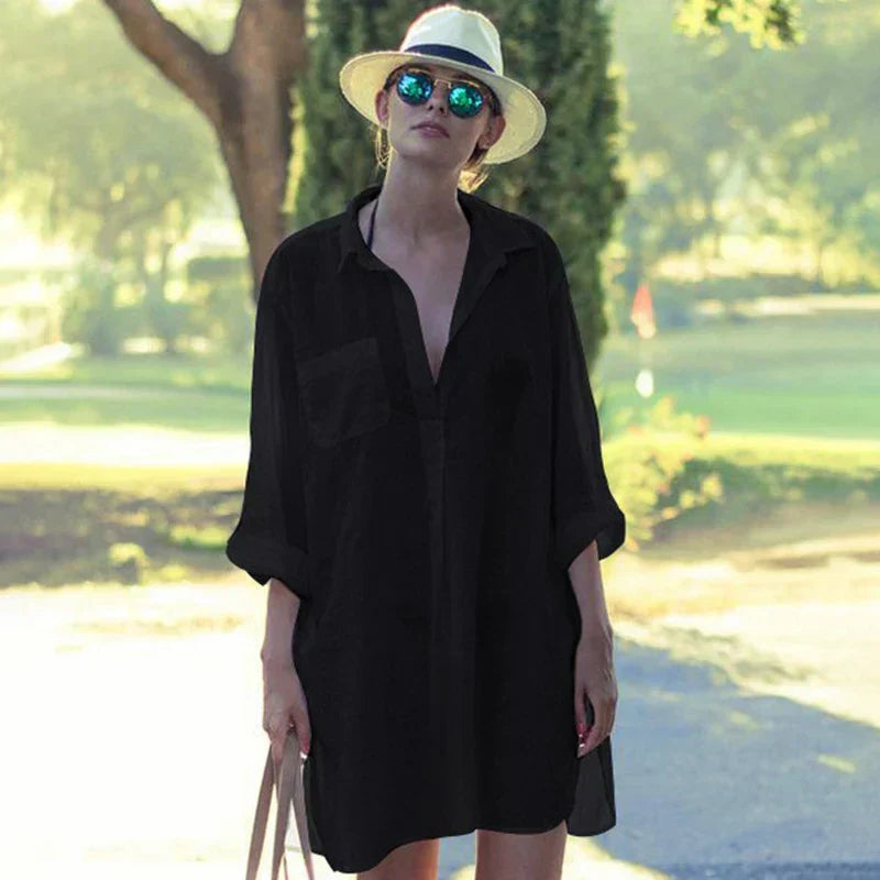 Zayna - Bag Swimsuit Cover Up Hollowed-Out T-Shirt