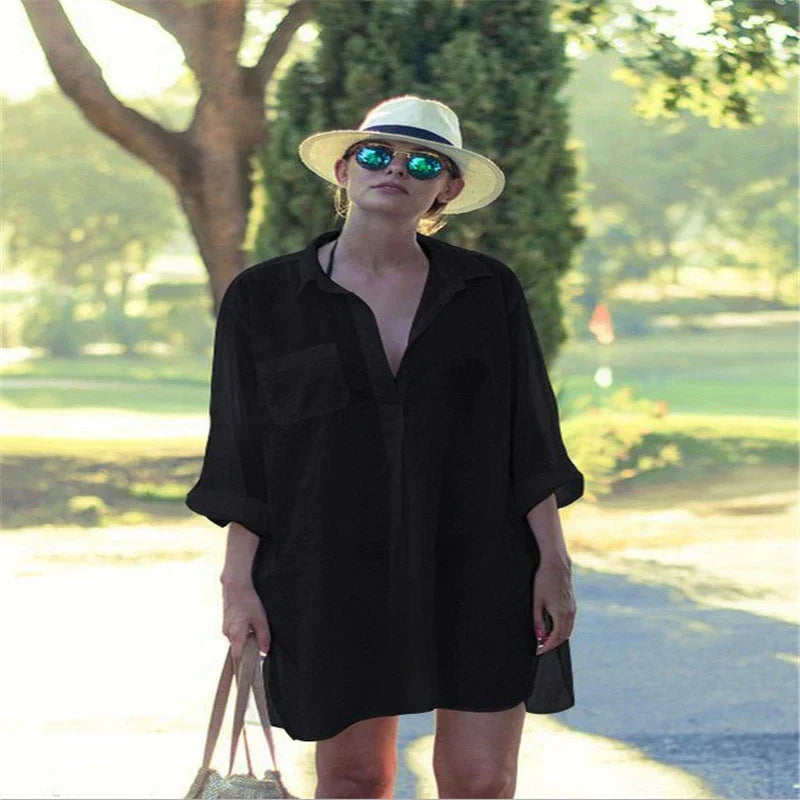 Zayna - Bag Swimsuit Cover Up Hollowed-Out T-Shirt