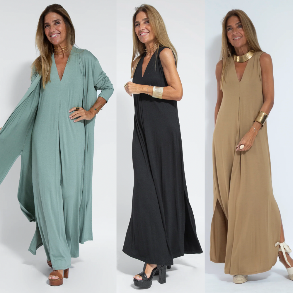 Solana - Ensemble consisting of a long, figure-shaping dress and a vest