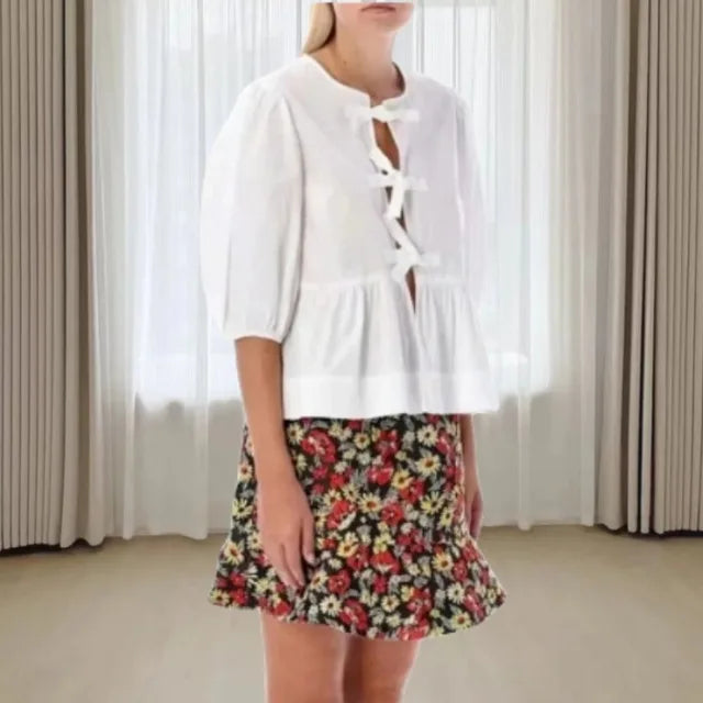 Rose | Trendy Blouse with Leopard Print and Puff Sleeves