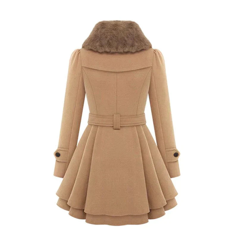 Yena | Stylish Trench Coat with Vegan Fur