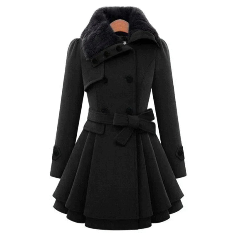Yena | Stylish Trench Coat with Vegan Fur