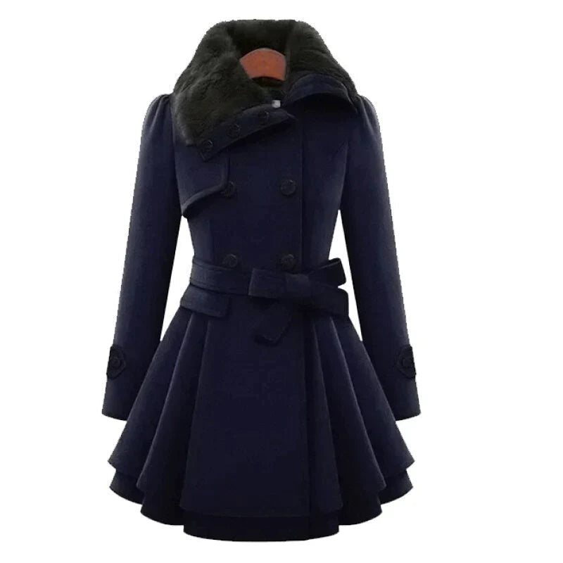 Yena | Stylish Trench Coat with Vegan Fur