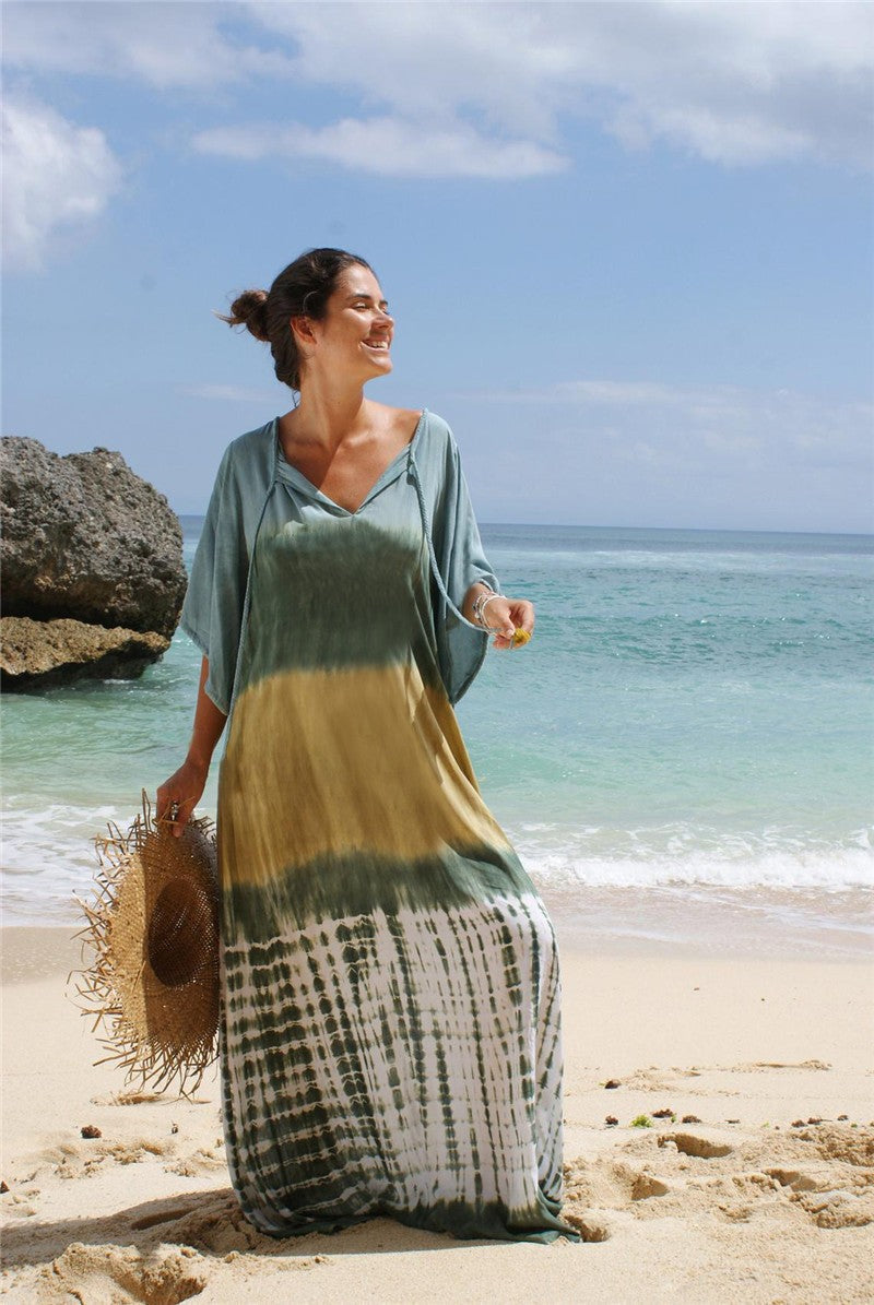 Isla - Printed Beach Vacation Bikini Cover-Up Robe