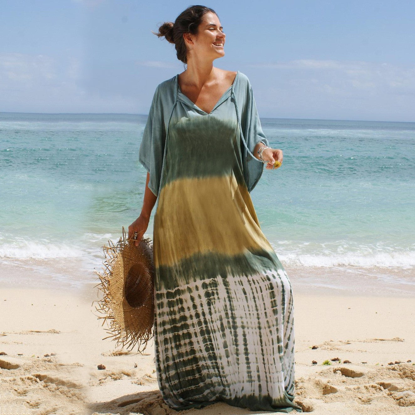 Isla - Printed Beach Vacation Bikini Cover-Up Robe
