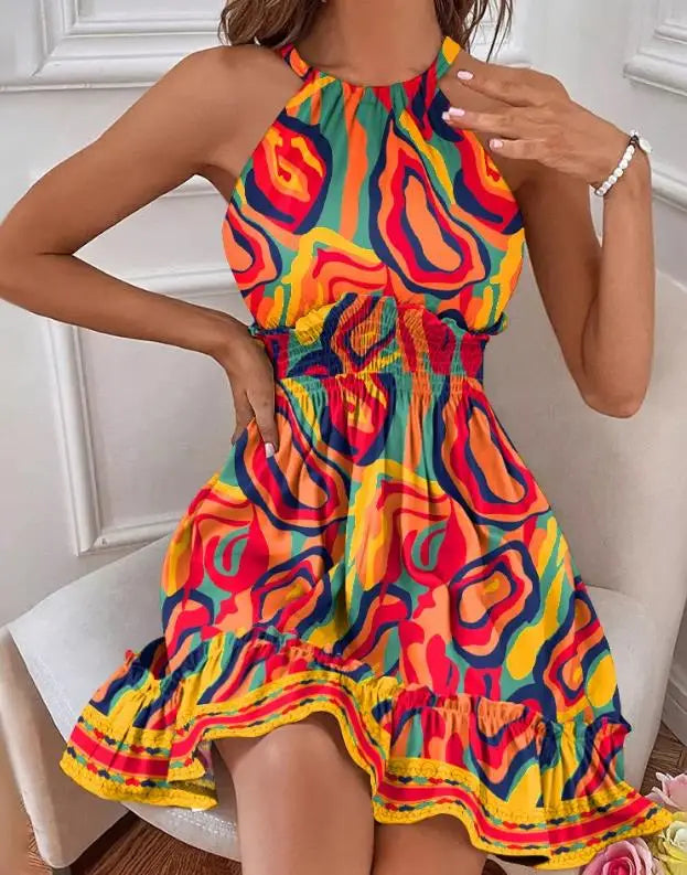 Stella - Sexy Sleeveless Neck Dress in Casual Style