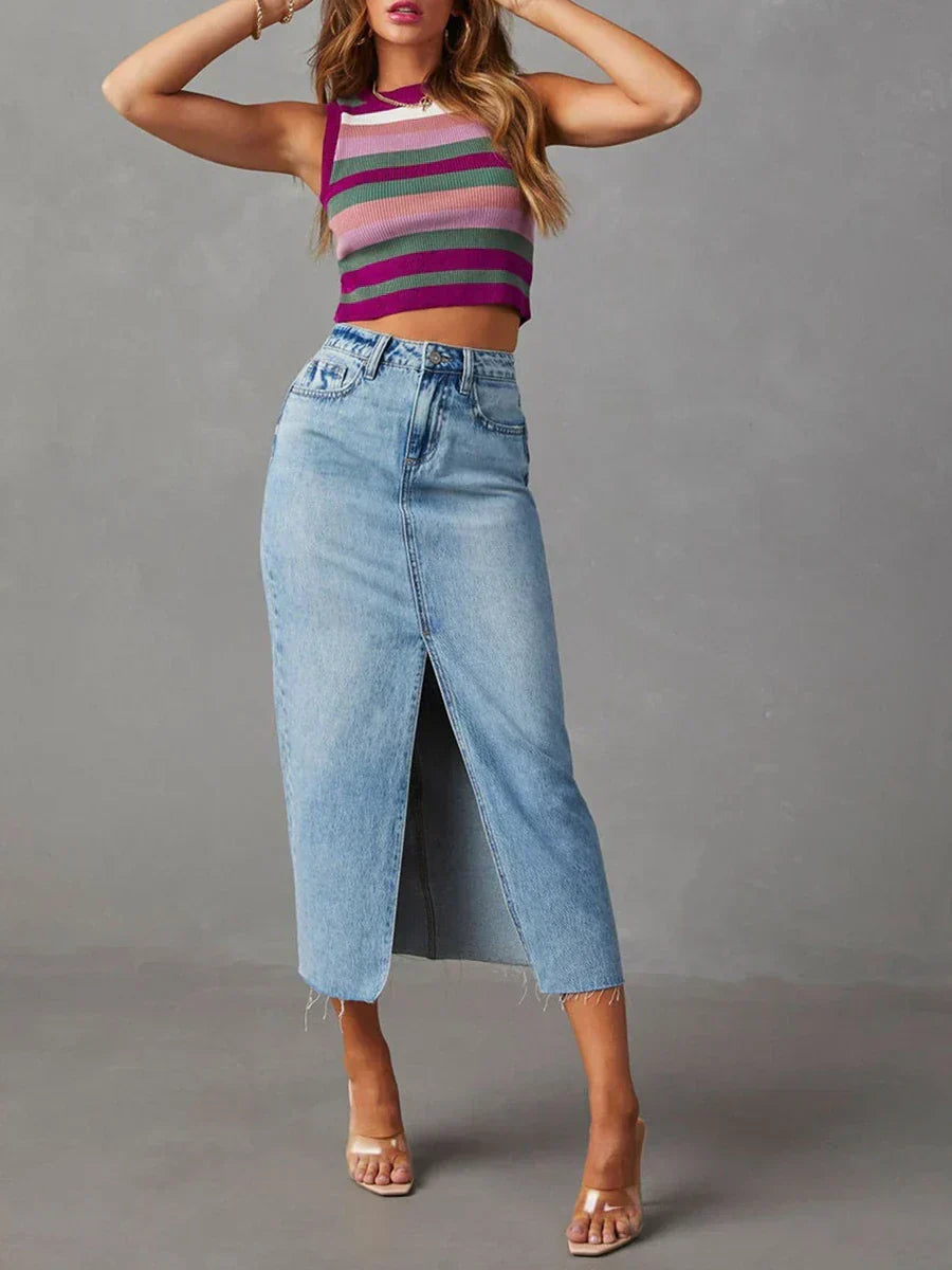ROMHILD Denim Skirt with Slit