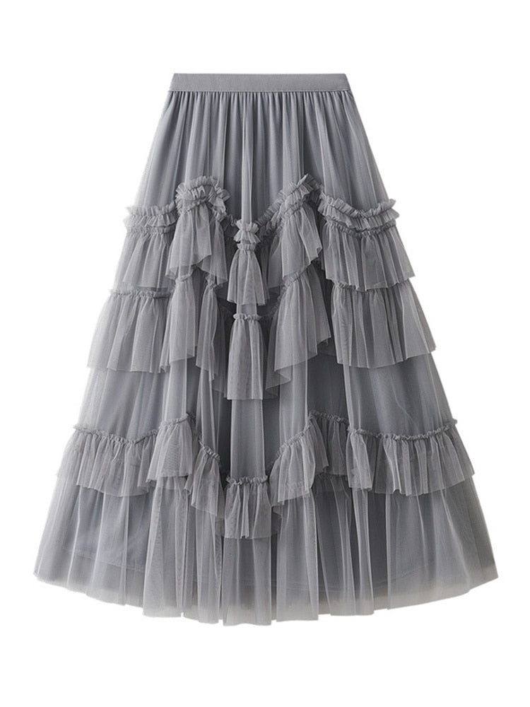 Desiree - Midi Skirt with Layers of Tulle