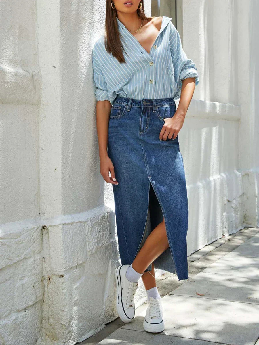ROMHILD Denim Skirt with Slit
