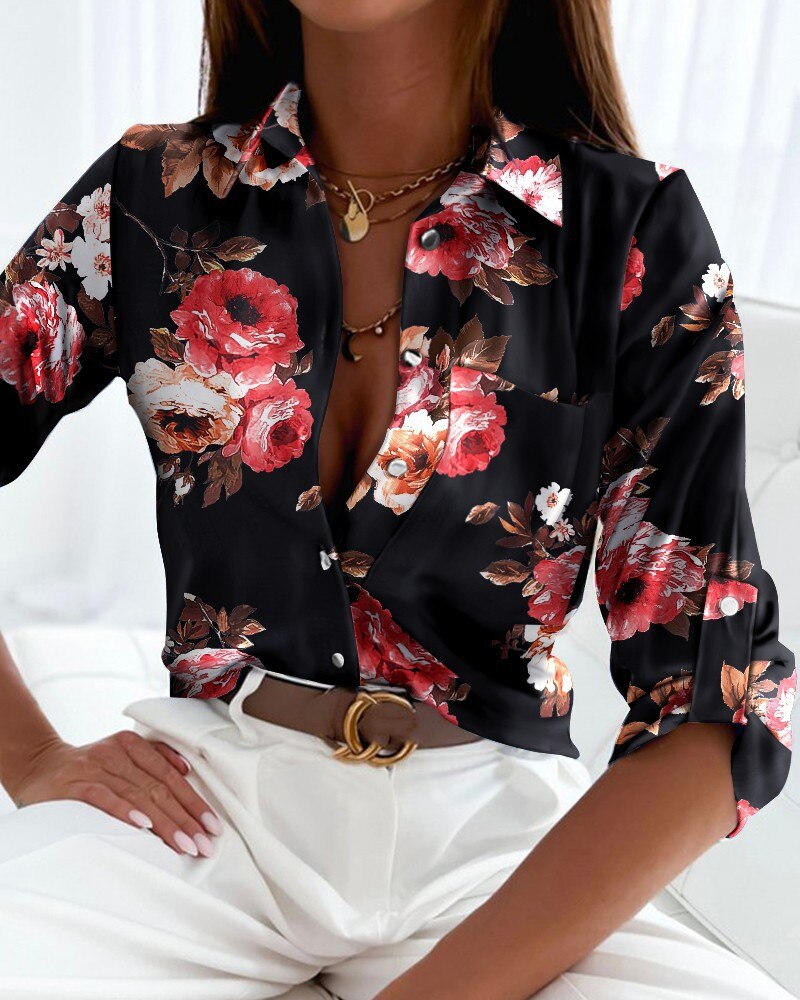 Sibylle | Fashionable Blouse with Long Sleeves and Button Placket
