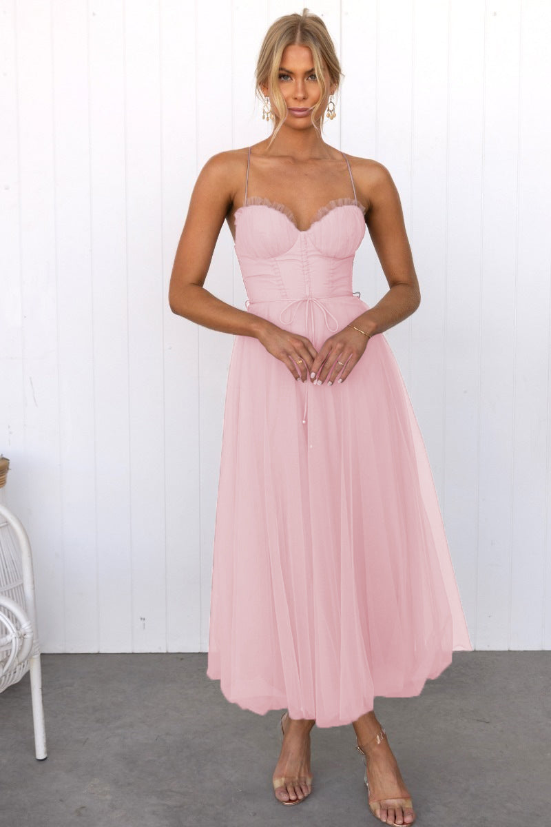 Aria - Modern Princess Chiffon Strap Party Maxi Dress
