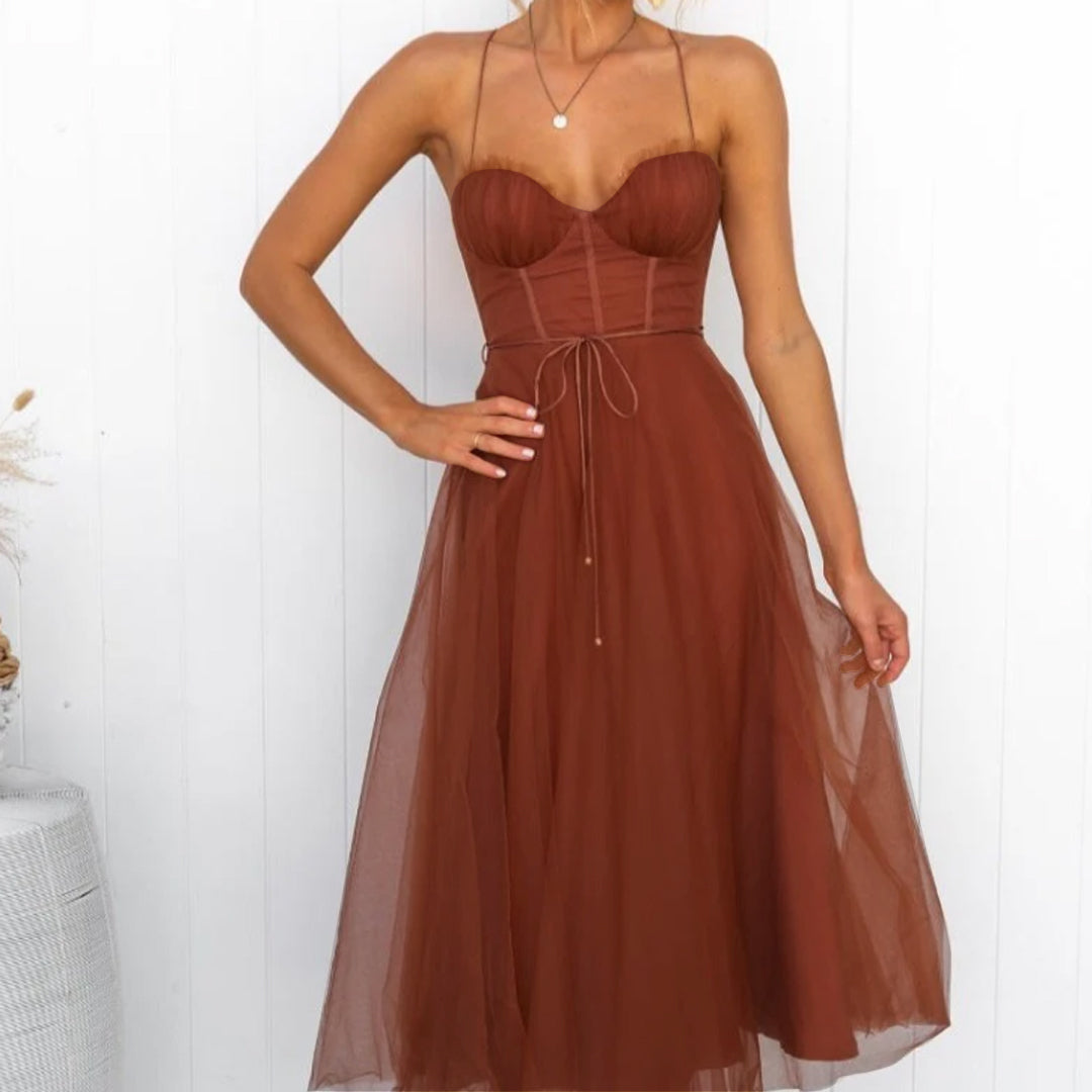 Aria - Modern Princess Chiffon Strap Party Maxi Dress