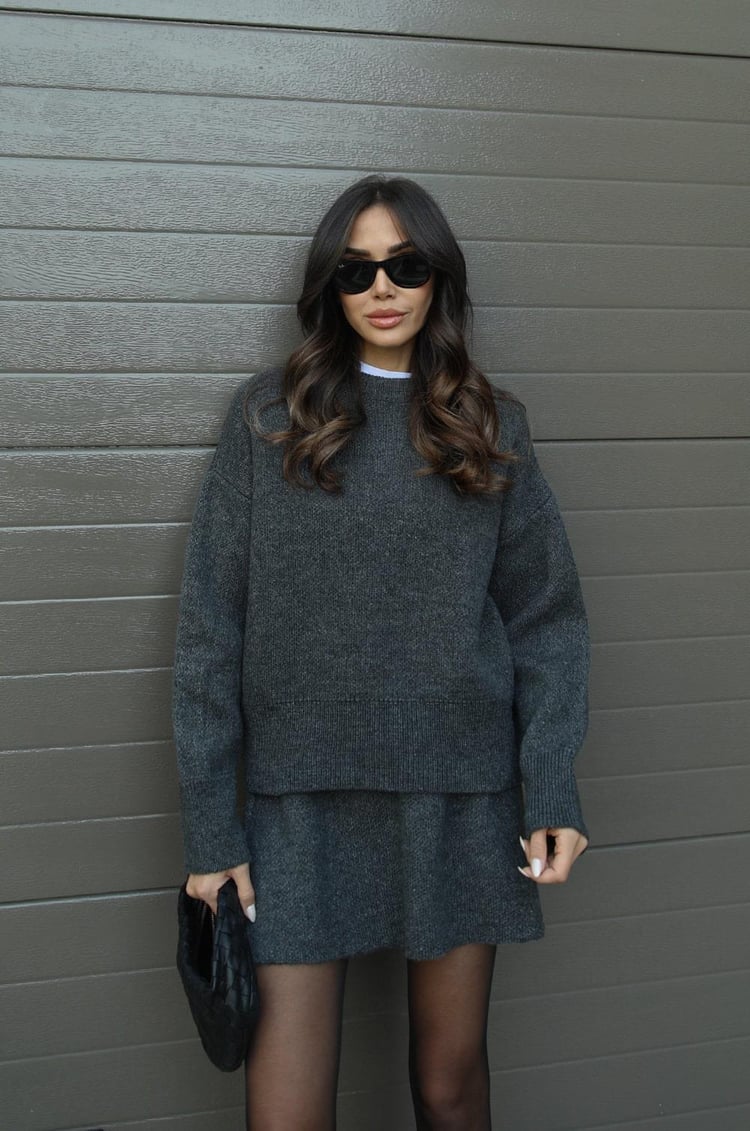 Adriana - Knitted Set for Women - Casual Sweater and Skirt in Two-Piece Design