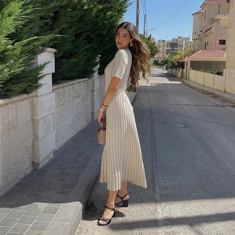 Angela | Solid Color Knit Maxi Dress
