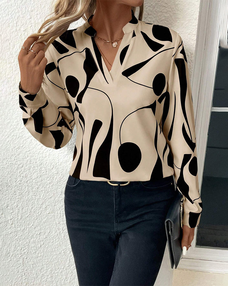 Rinan| Trendy Stylish Blouse with Luxury Motif and Long Sleeves