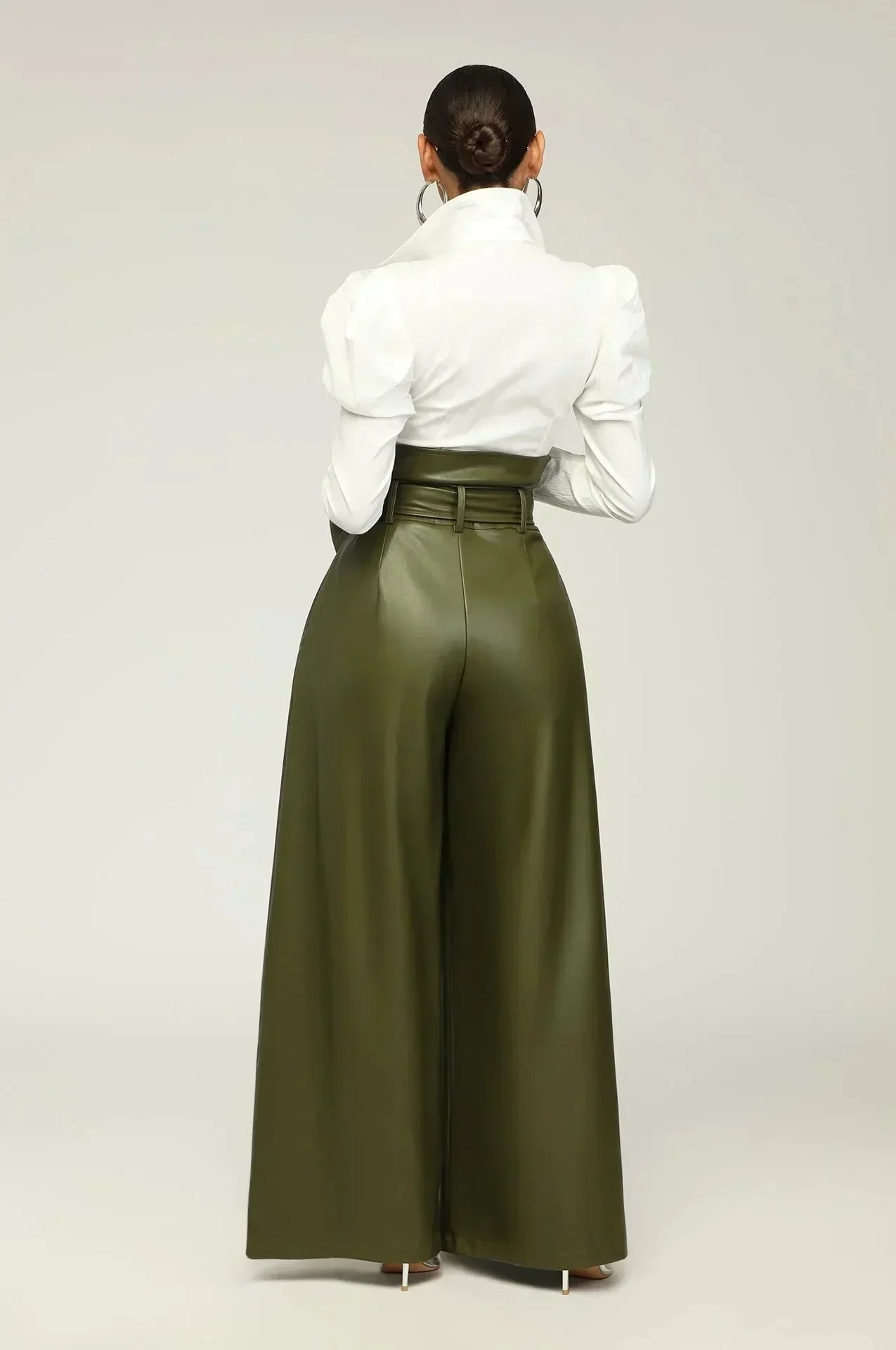 DILA | High Waist Pants with Belt, Side Zipper