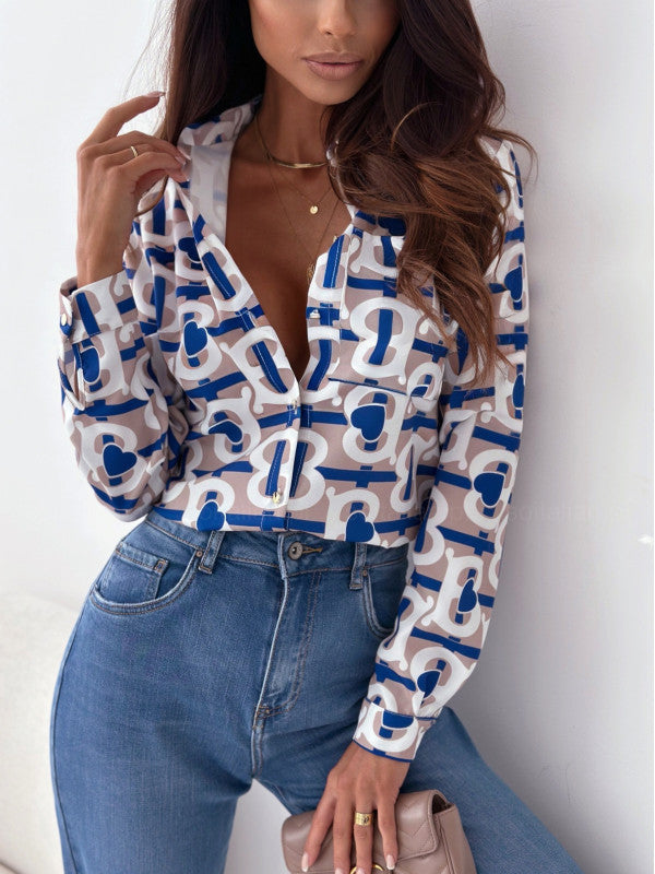 Monika | Neat Women's Blouse with Satin Print