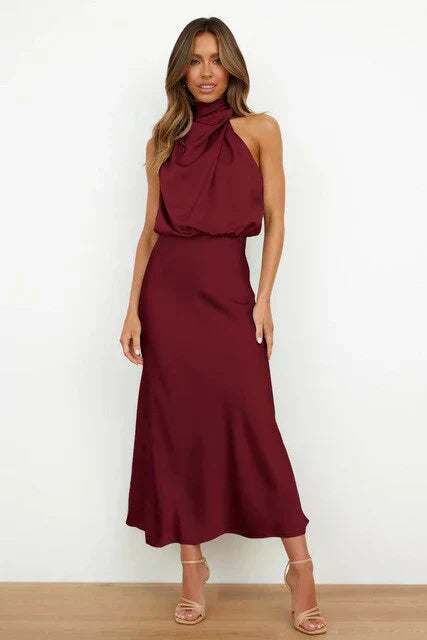 Laura | Stand Collar Sleeveless Dress