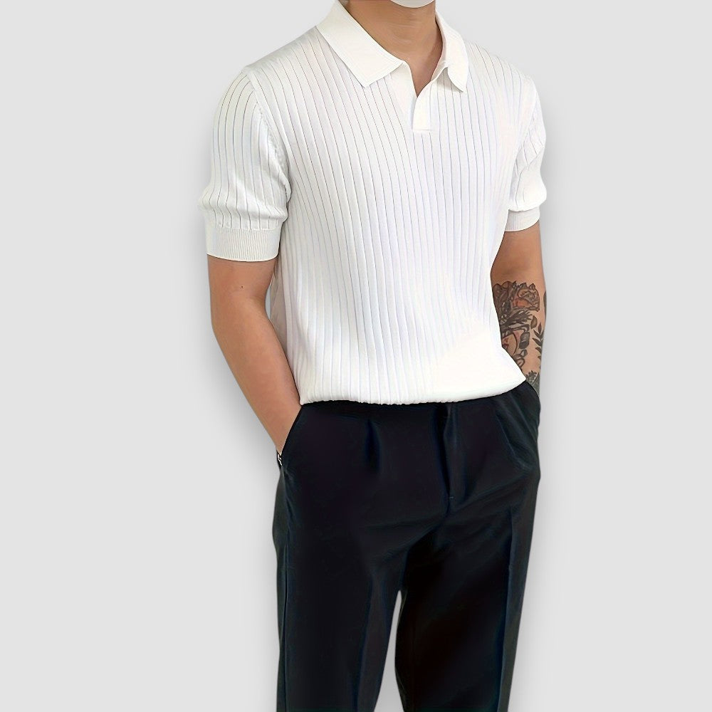 Vallo | Ribbed Polo Shirt with Short Sleeves