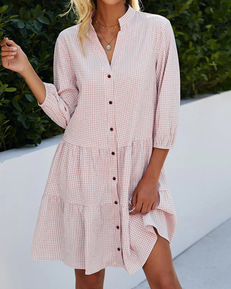 Emilia | Checked Midi Shirt Dress