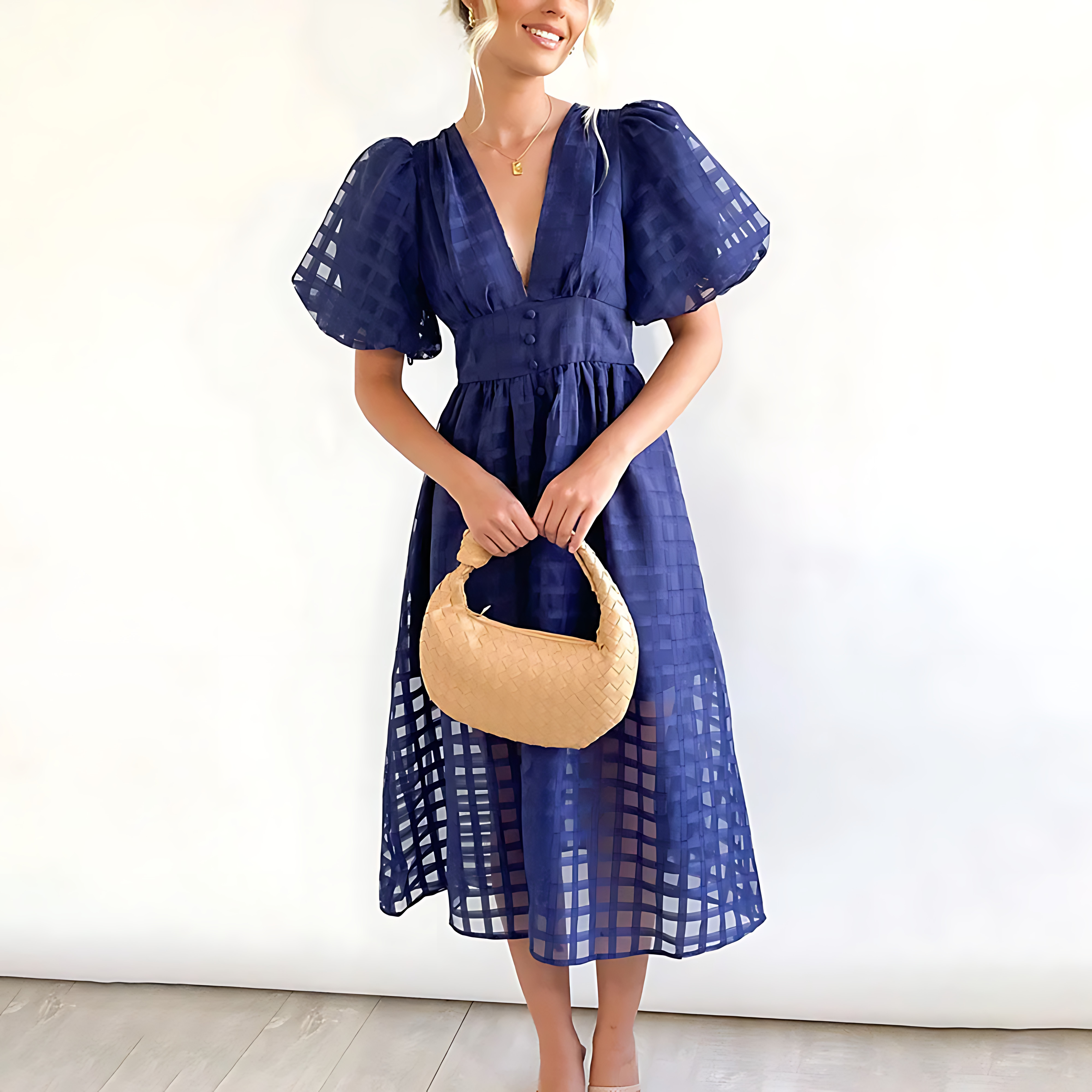JORINA I STYLISH DRESS WITH V-NECK