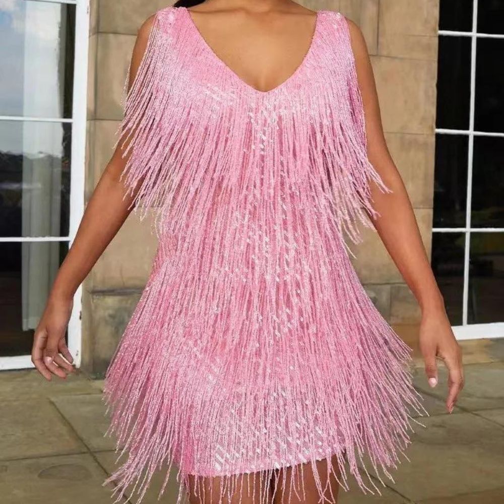 Jutte | Glitter Fringe Dress