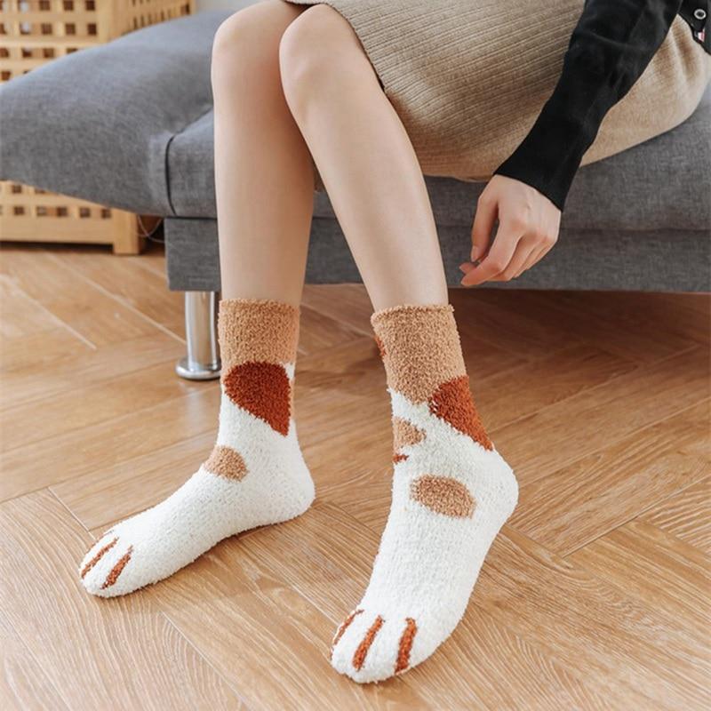 Velvety Paw Socks (One-Size) COTTON