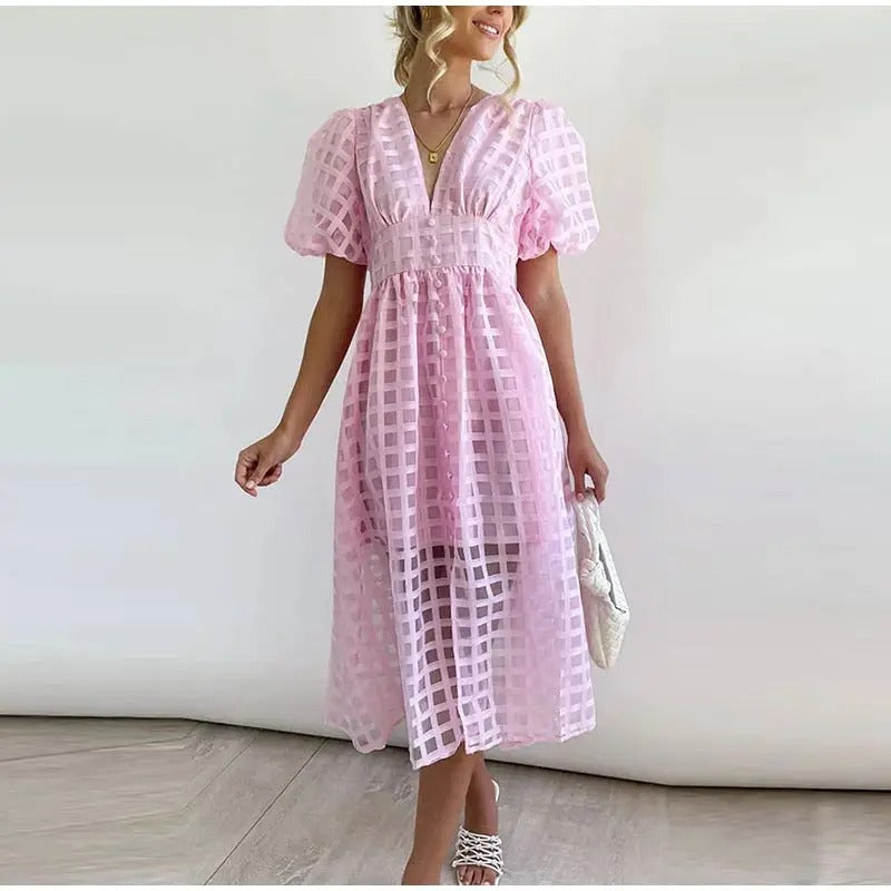 JORINA I STYLISH DRESS WITH V-NECK