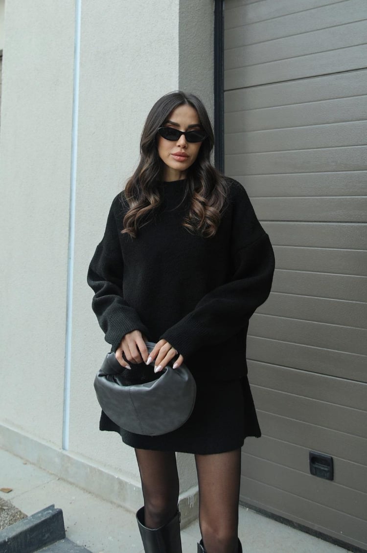 Adriana - Knitted Set for Women - Casual Sweater and Skirt in Two-Piece Design