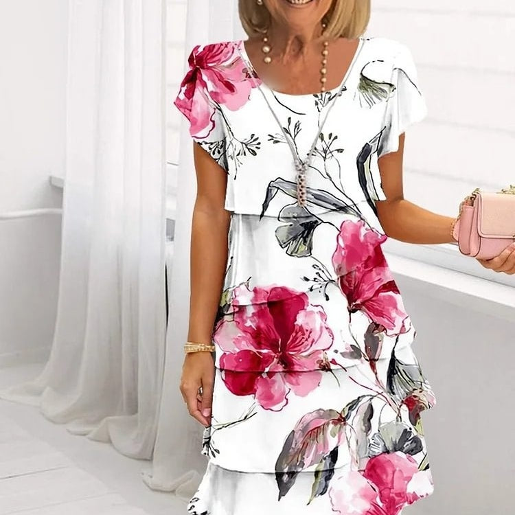 HELMINE I MULTILAYERED FLORAL DRESS