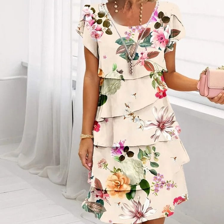 HELMINE I MULTILAYERED FLORAL DRESS