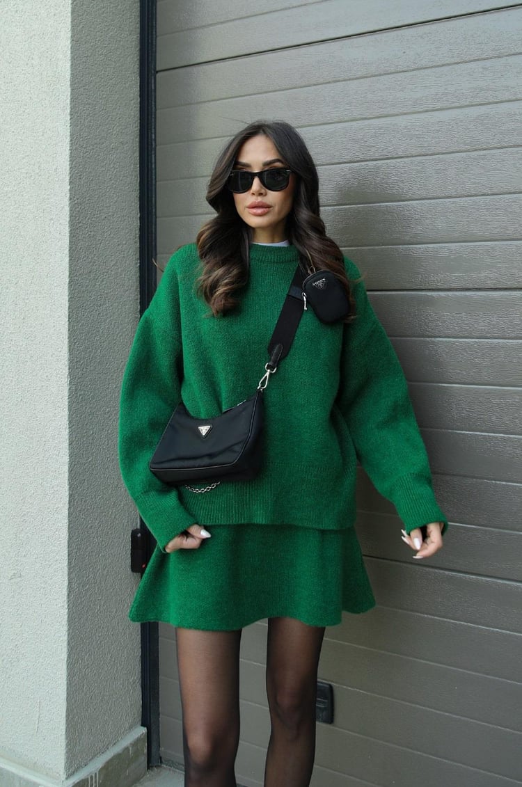 Adriana - Knitted Set for Women - Casual Sweater and Skirt in Two-Piece Design